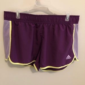 PURPLE ADIDAS ATHLETIC SHORTS
